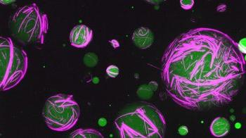 绿色和粉色的人造细胞.